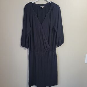 Tommy Bahama V-Neck Faux Wrap Long Sleeve Dress Size Medium Black